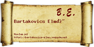 Bartakovics Elmó névjegykártya